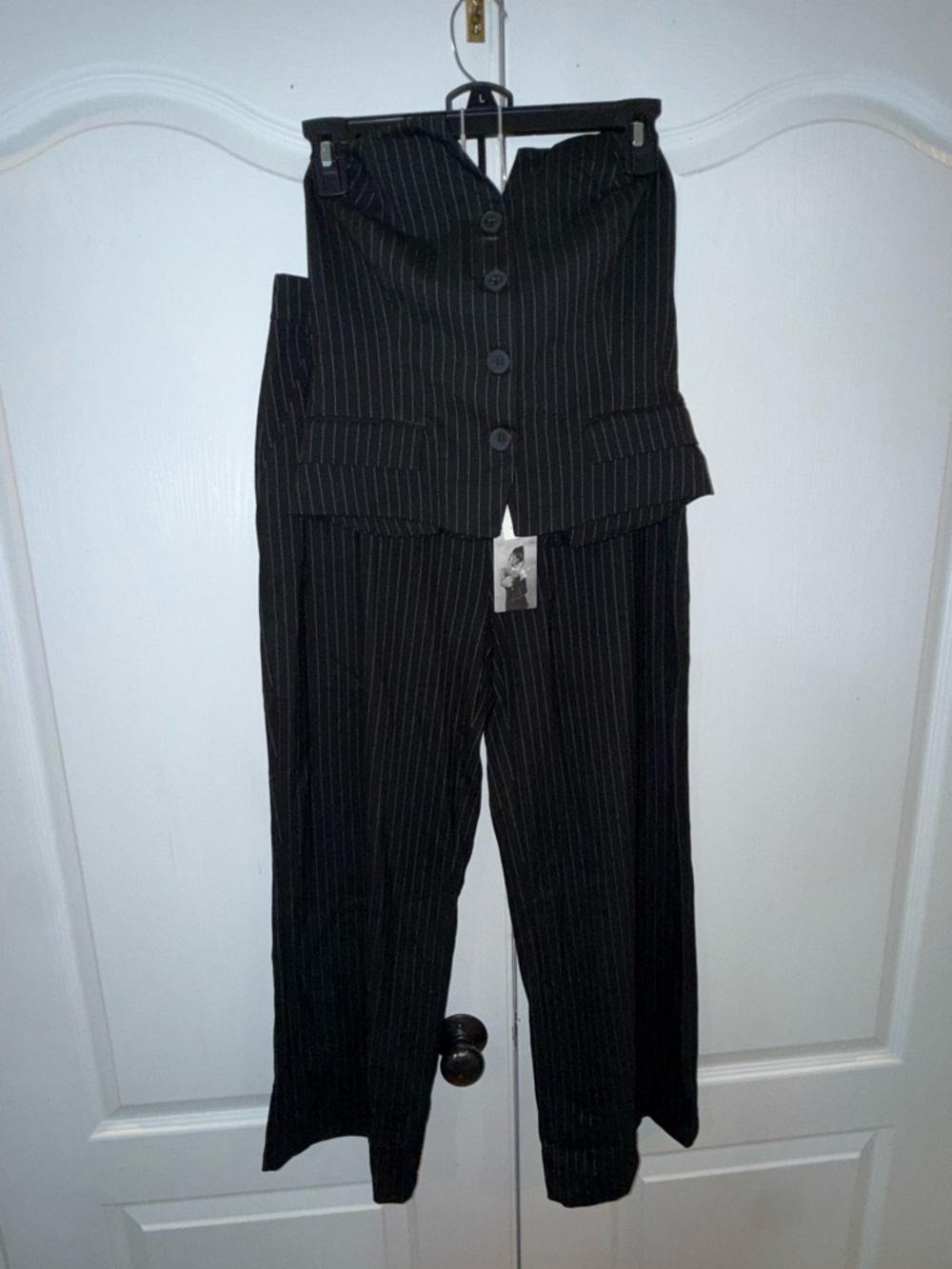 NWT Black Pinstripe Strapless Pantsuit